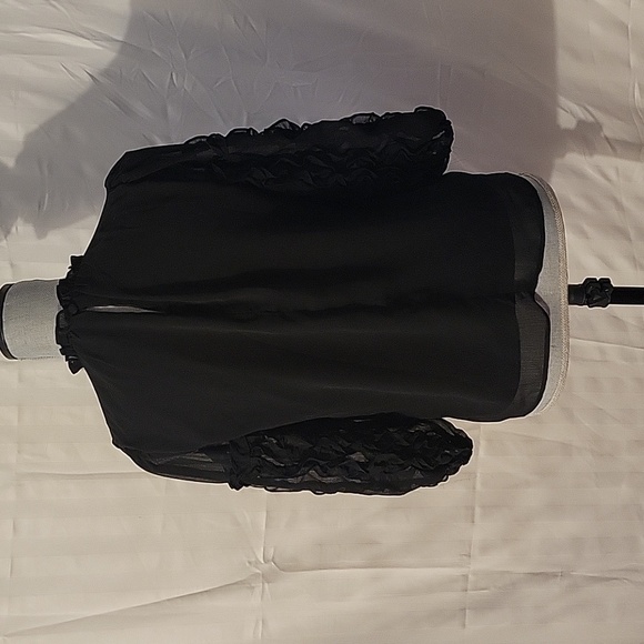 CeCe Womens Black High Neck Ruffle-Sleeves Blouse, Size: S - Picture 6 of 10